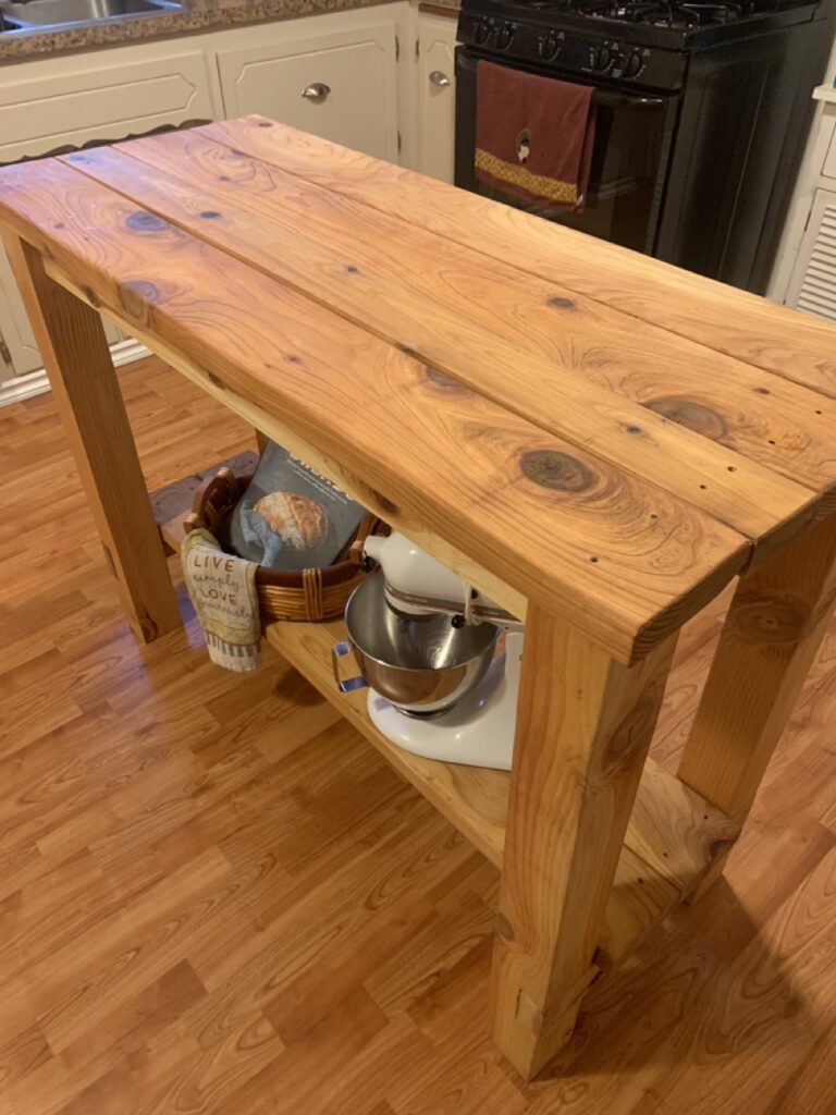 Custom Kitchen Island. Rustic farmhouse kitchen island.