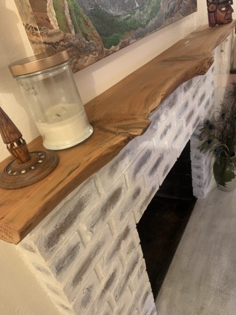 Live edge custom fireplace mantel